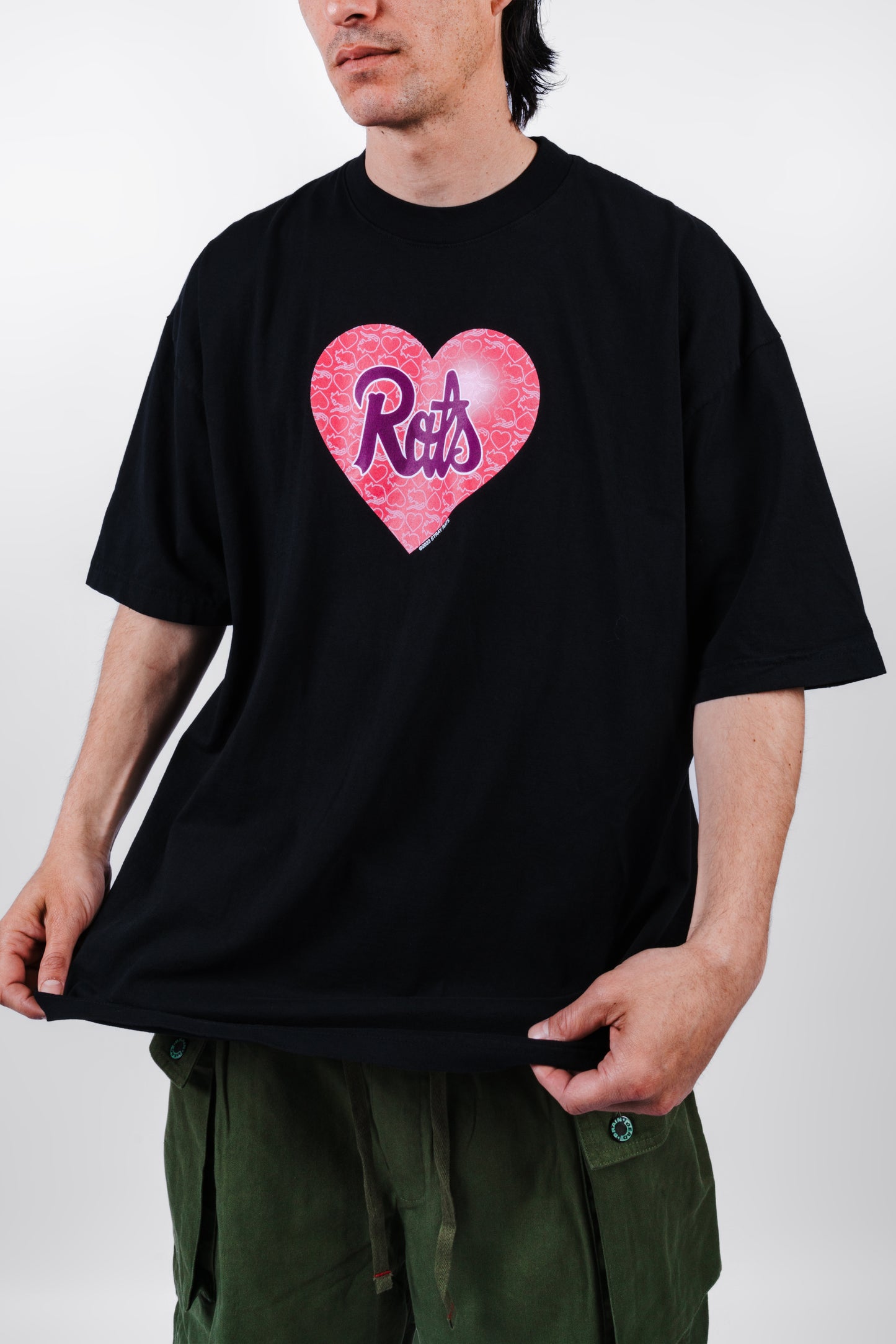 STRAY RATS RAT HEART TEE BLACK