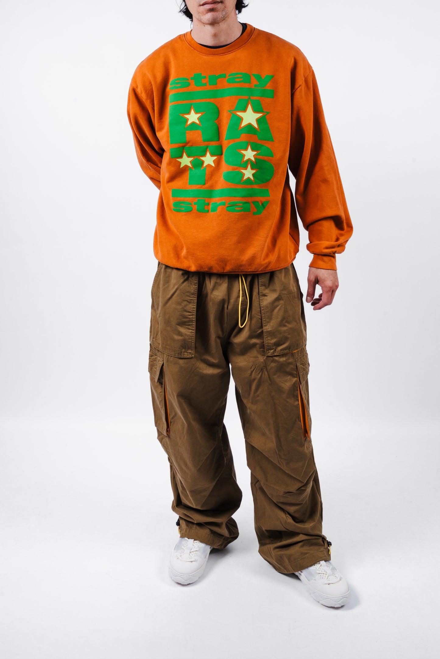 STRAY RATS STAR BAR CREWNECK TEXAS ORANGE