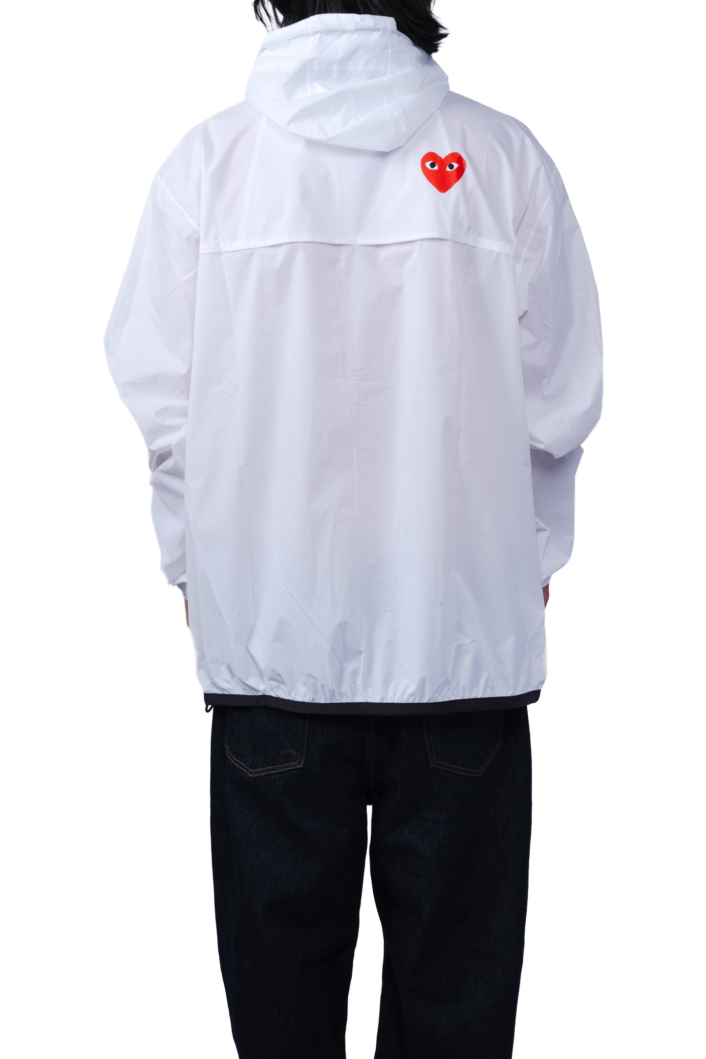 CDG PLAY X K-WAY HOODIE FULL ZIP WHITE