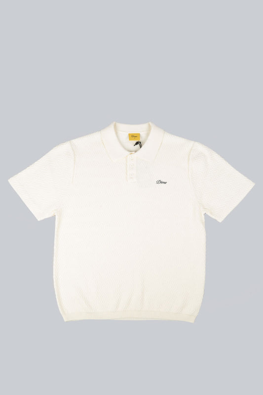 DIME WAVE CABLE KNIT POLO CREAM