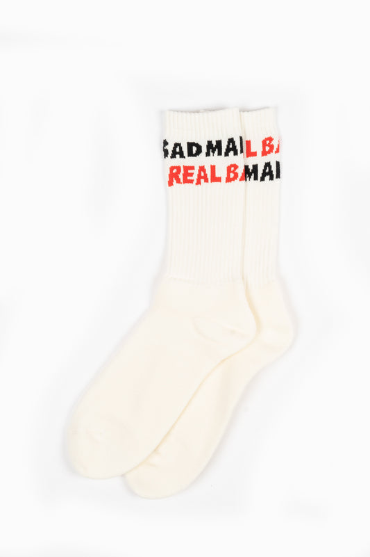 REAL BAD MAN SPELLOUT SOCKS RED BLACK