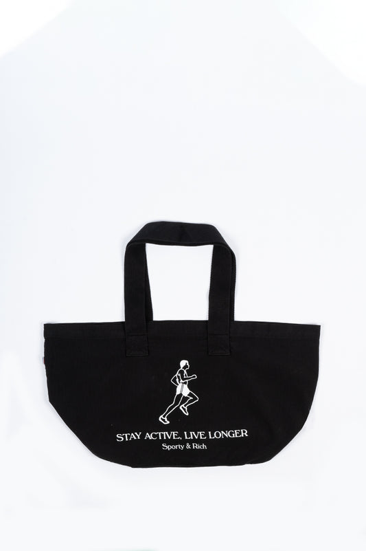 SPORTY AND RICH LIVE LONGER TOTE BLACK