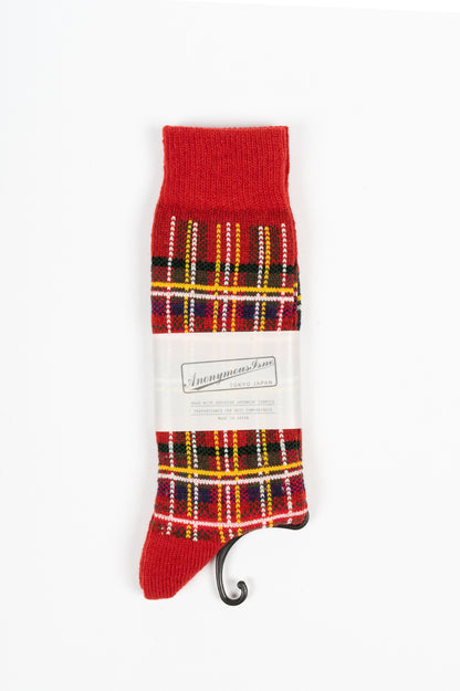 ANONYMOUS ISM WOOL CHECK CREW SOCK