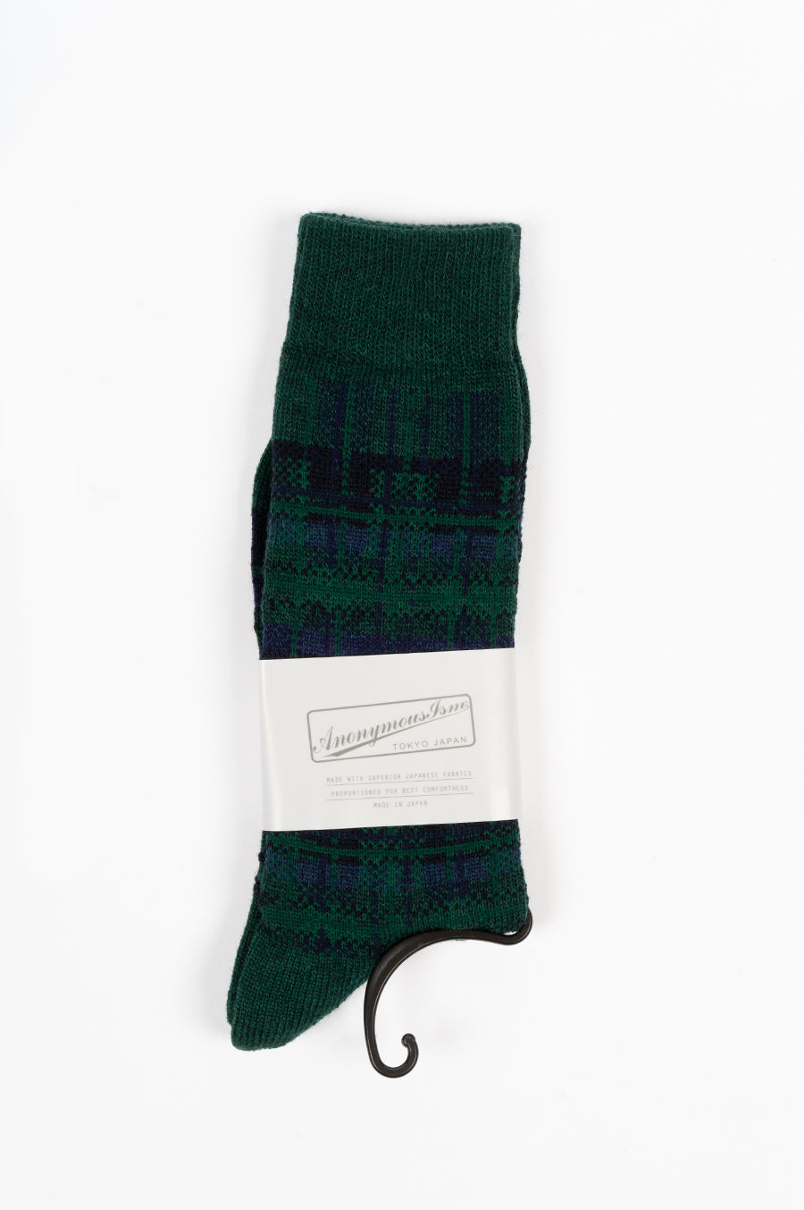 ANONYMOUS ISM WOOL CHECK CREW SOCK