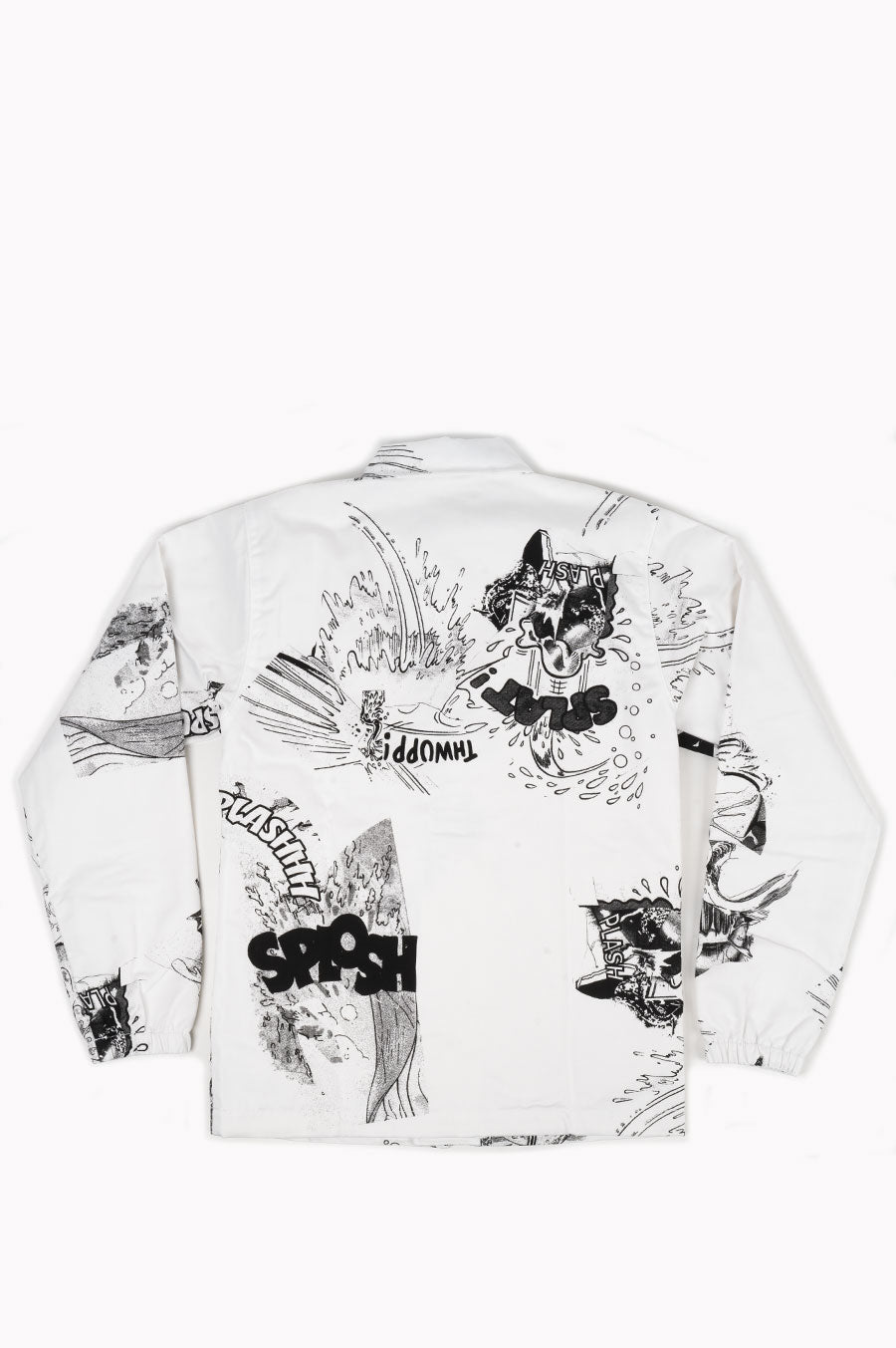 COMME DES GARCONS SHIRT CHRISTIAN MARCLAY COMIC PRINT COACH JACKET WHITE