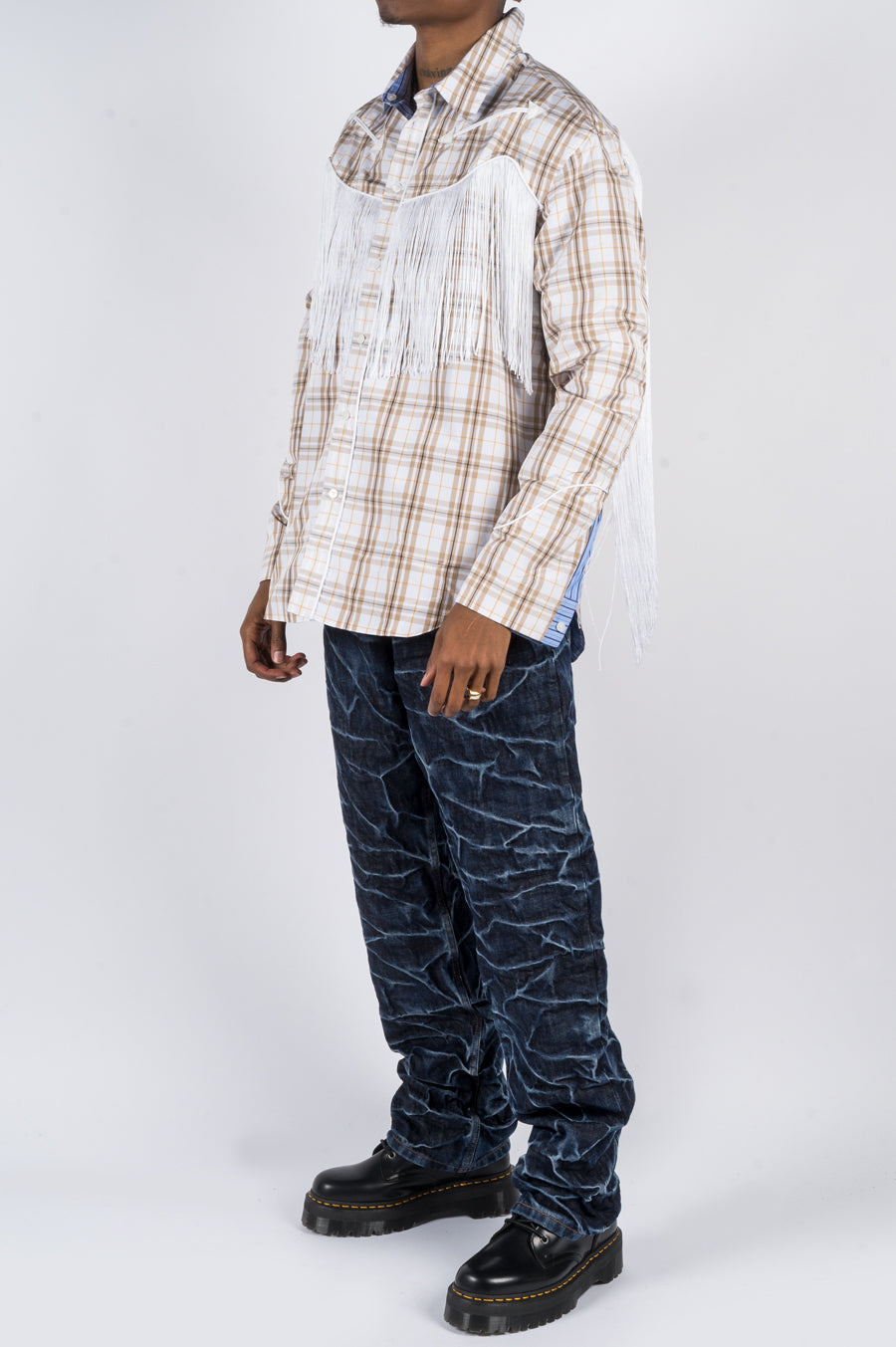 MARTINE ROSE REVERSIBLE ALBOROSIE SHIRT BROWN - BLENDS