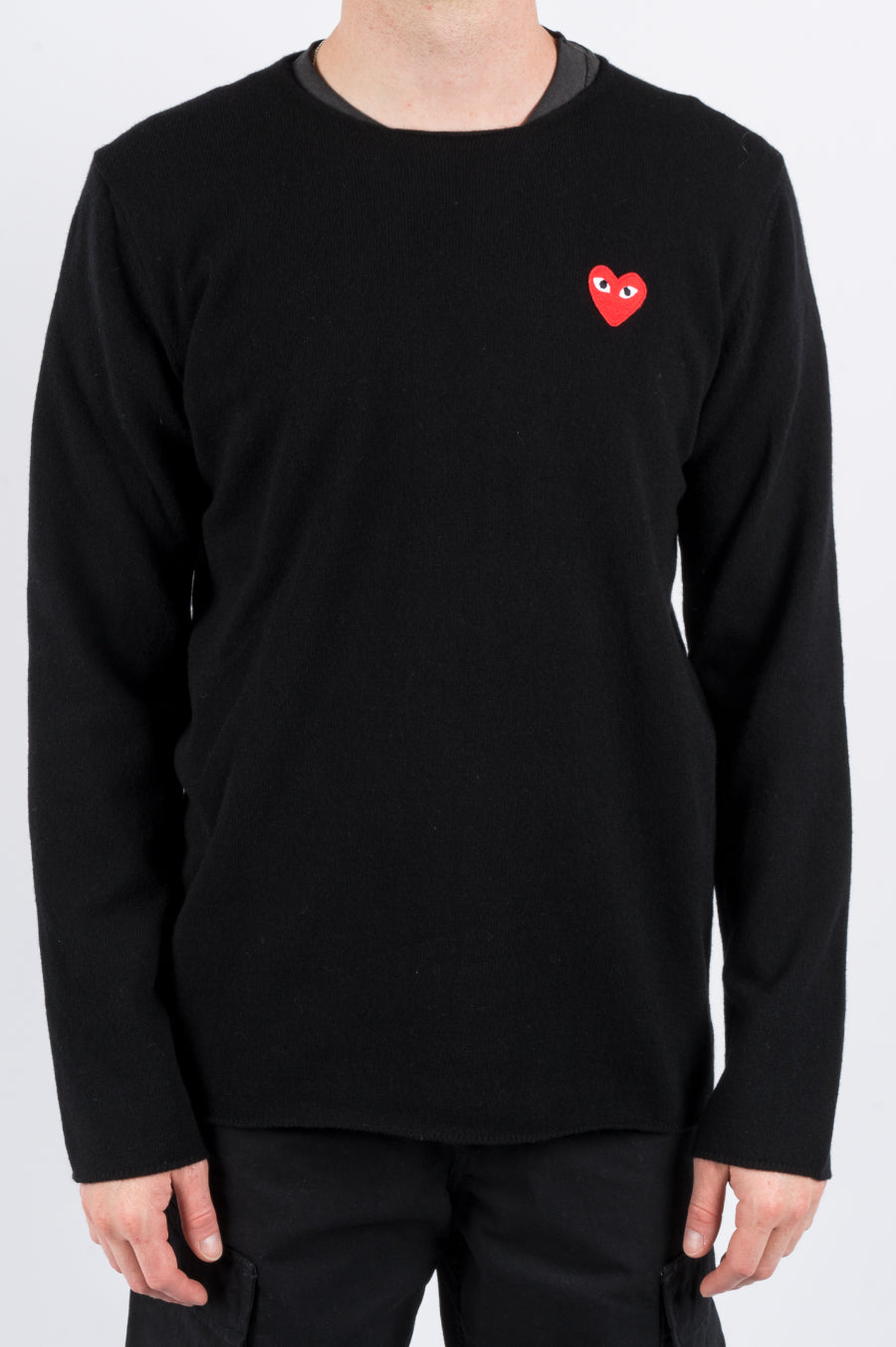 COMME DES GARCONS PLAY BOUNDLESS CREWNECK SWEATER BLACK