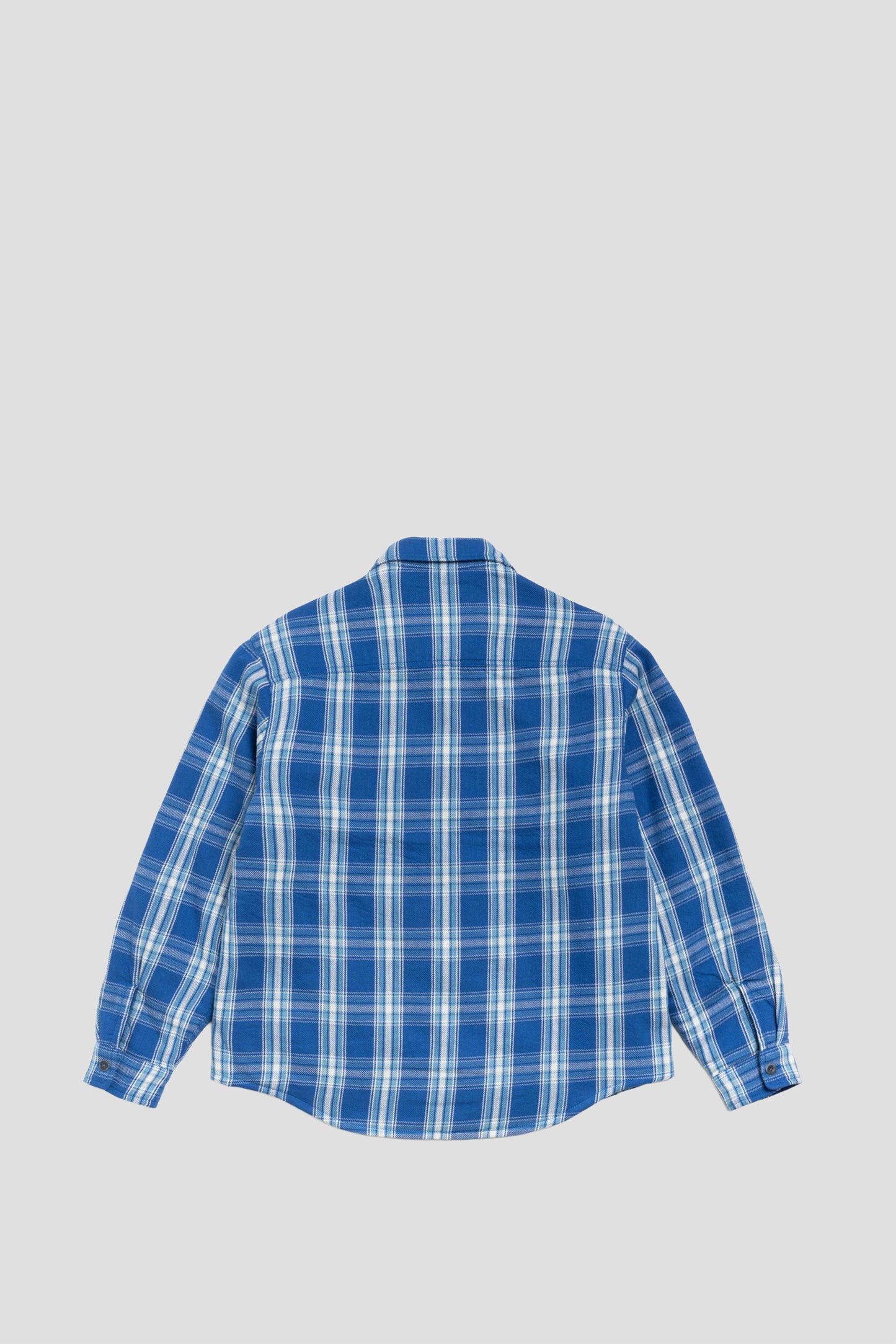 STUSSY LAU PLAID SHIRT JACKET BLUE