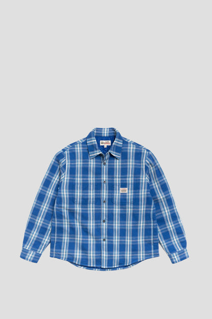 STUSSY LAU PLAID SHIRT JACKET BLUE