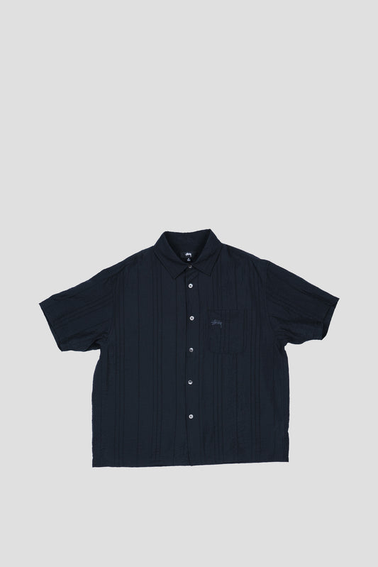 STUSSY PLEATED TEXTURED SHIRT BLACK