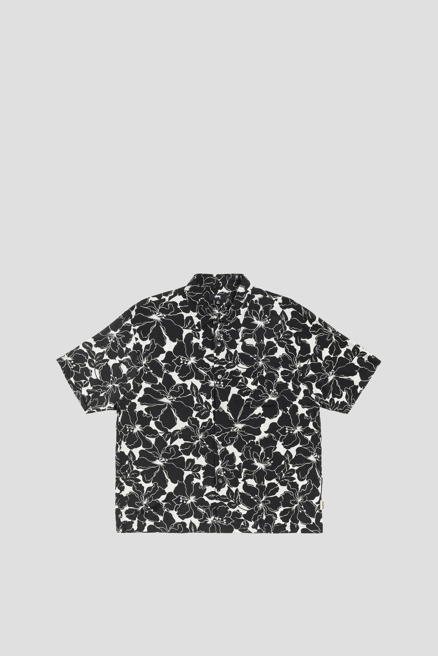 STUSSY FLORAL HAWAIIAN SHIRT BLACK