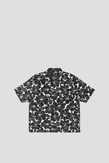 STUSSY FLORAL HAWAIIAN SHIRT BLACK