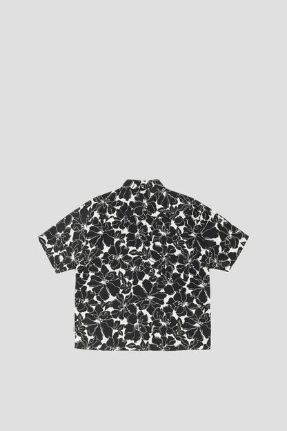 STUSSY FLORAL HAWAIIAN SHIRT BLACK