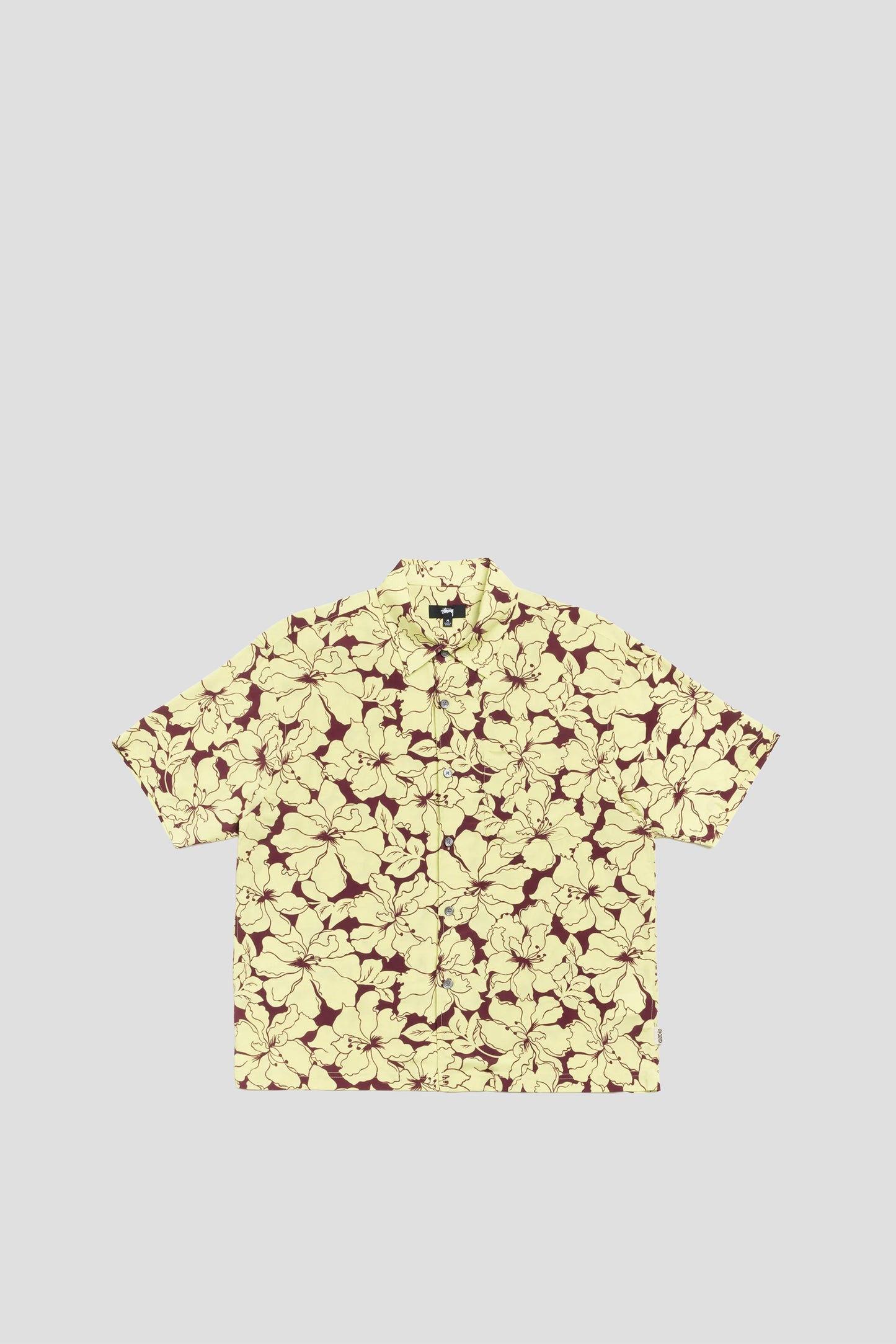 STUSSY FLORAL HAWAIIAN SHIRT LIME