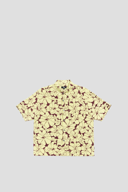STUSSY FLORAL HAWAIIAN SHIRT LIME