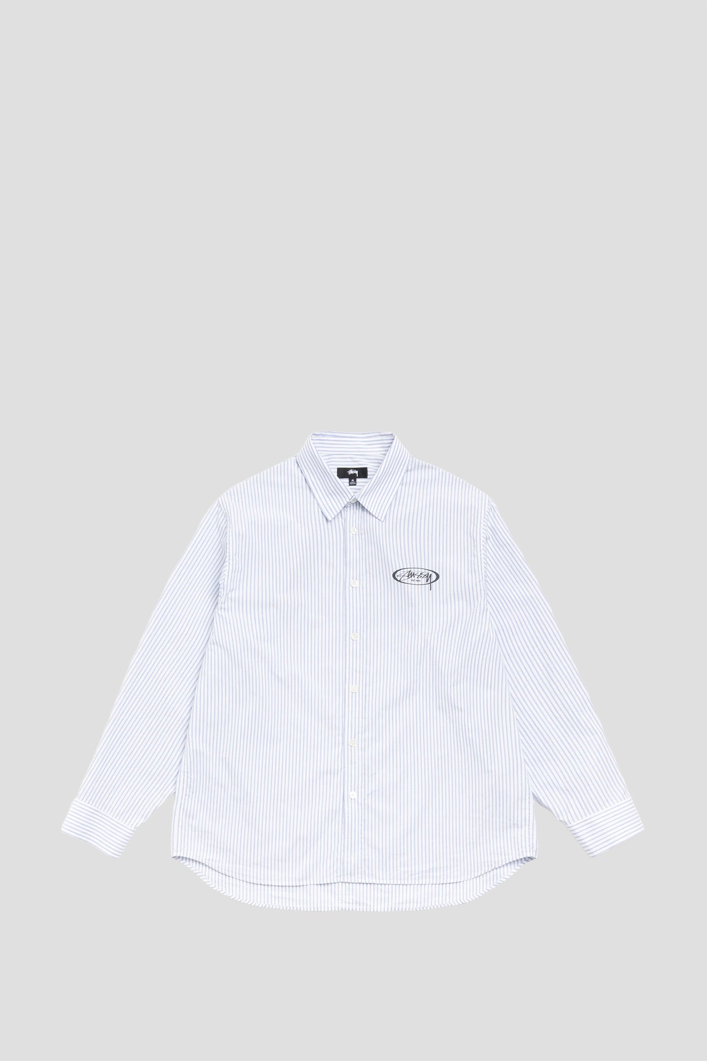 STUSSY STANDARD LOGO SHIRT BLUE STRIPE