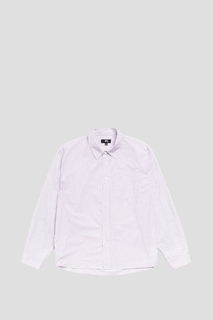 STUSSY STANDARD LONG SLEEVE SHIRT PURPLE STRIPE