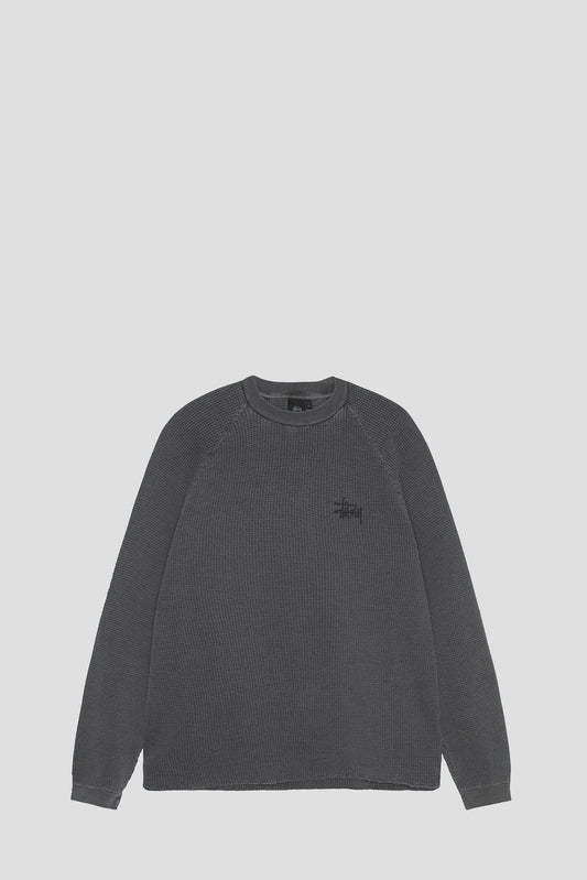 STUSSY RAGLAN THERMAL LONGSLEEVE WASHED BLACK