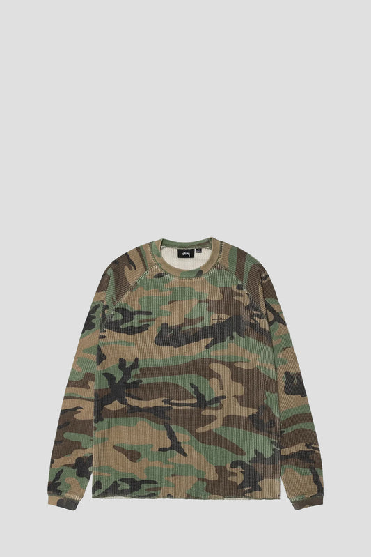 STUSSY RAGLAN THERMAL LONGSLEEVE WOODLAND CAMO