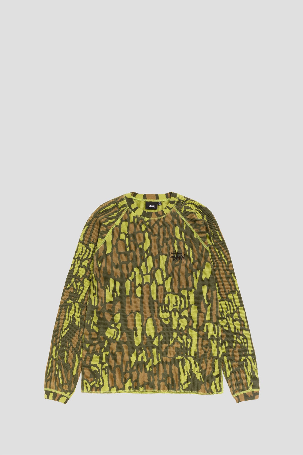 STUSSY RAGLAN THERMAL LONGSLEEVE TREEBARK CAMO