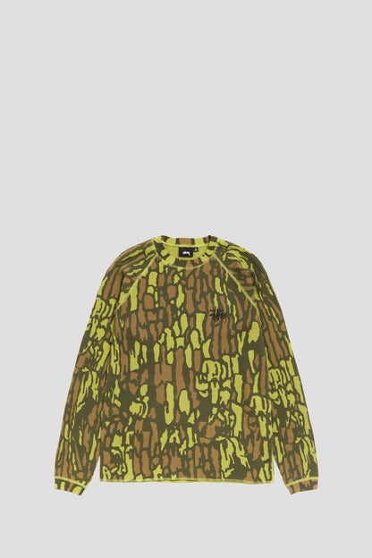 STUSSY RAGLAN THERMAL LONGSLEEVE TREEBARK CAMO