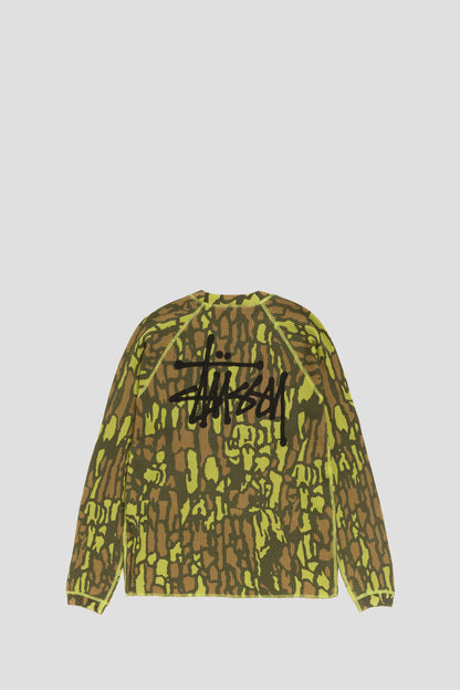 STUSSY RAGLAN THERMAL LONGSLEEVE TREEBARK CAMO