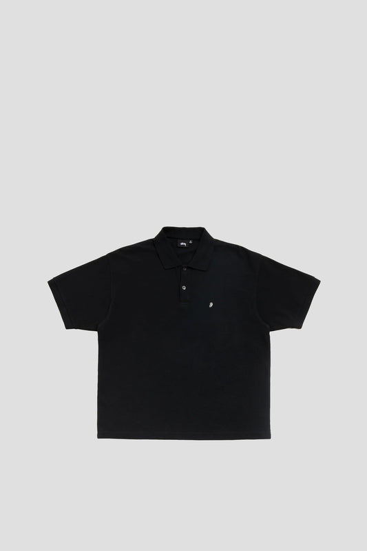 STUSSY CLASSIC PIQUE POLO BLACK