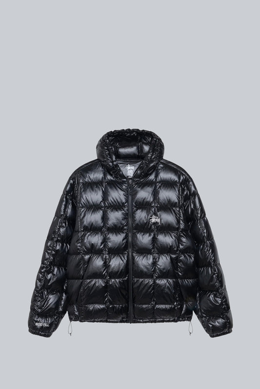 STUSSY MIDWEIGHT HOODED PUFFER JACKET BLACK