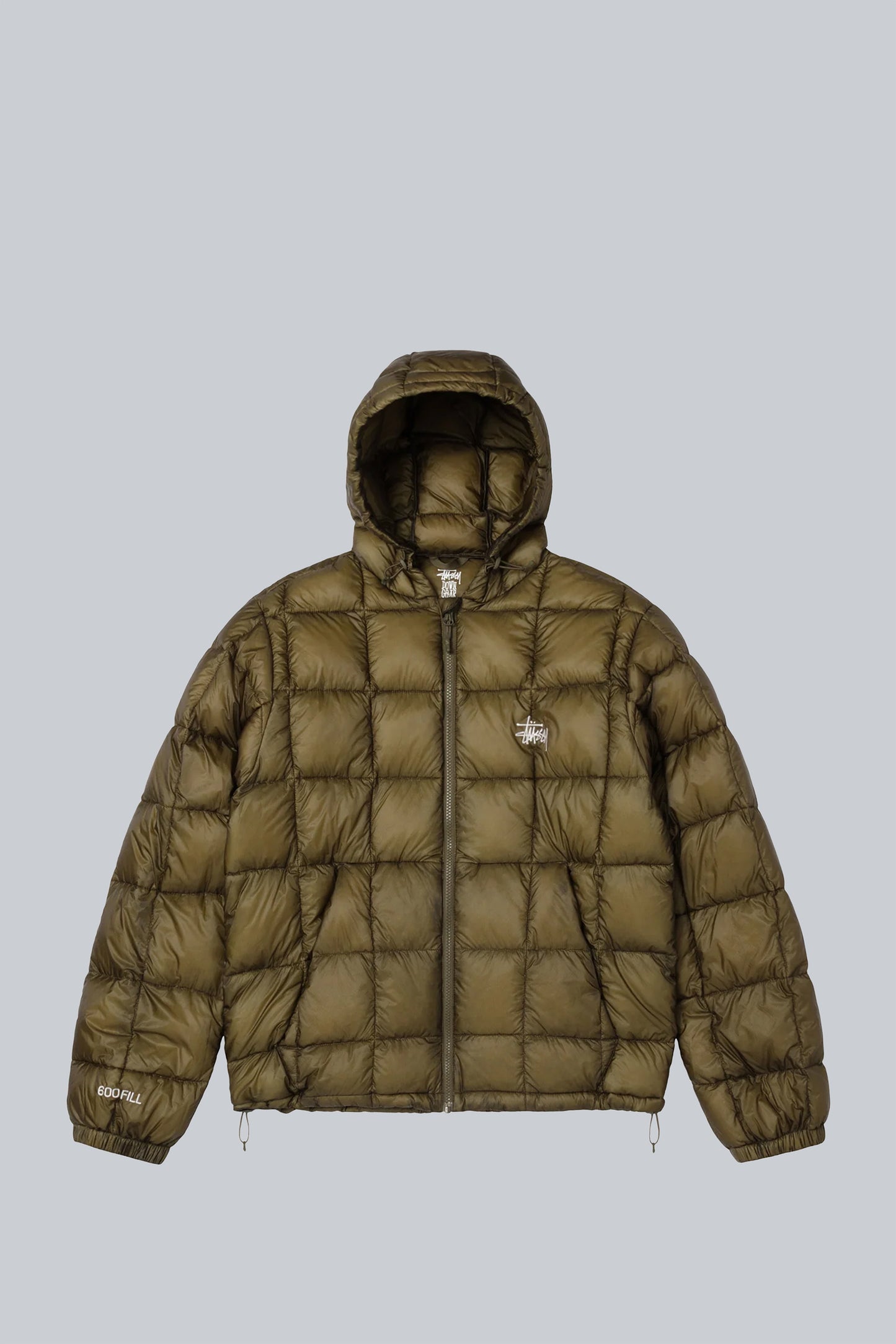 STUSSY MIDWEIGHT HOODED PUFFER JACKET OLIVE