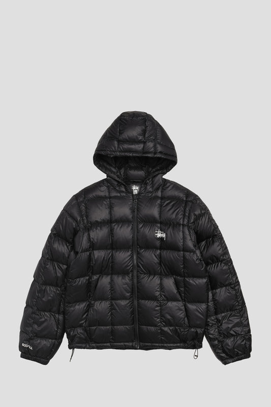 STUSSY MIDWEIGHT HOODED PUFFER JACKET BLACK