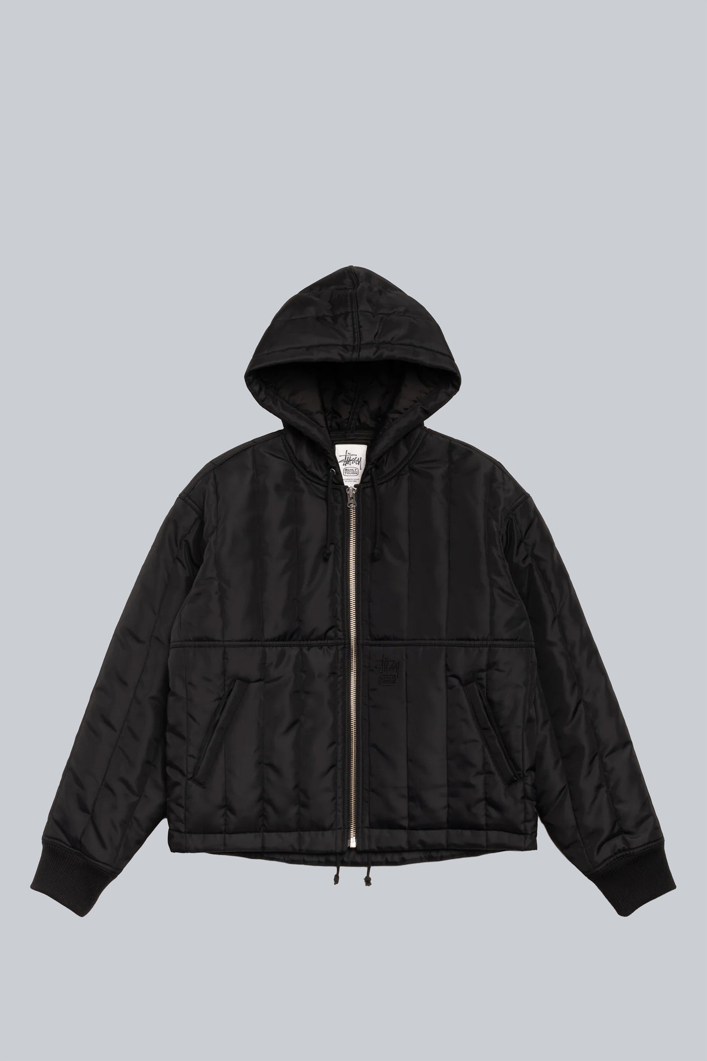 STUSSY WORK JACKET QUILTED NYLON BLACK