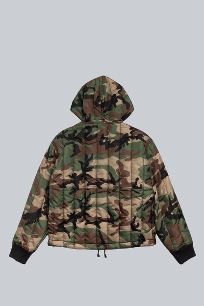 STUSSY WORK JACKET QUILTED NYLON WOODLAND CAMO