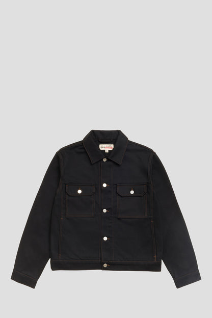 STUSSY TRUCKER DENIM RAW BLACK CONTRAST STITCH