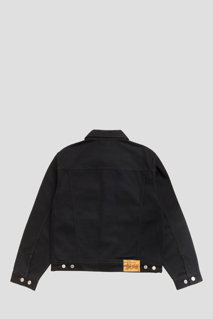 STUSSY TRUCKER DENIM RAW BLACK CONTRAST STITCH