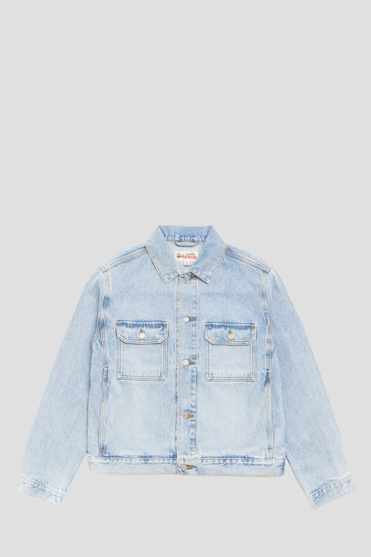 STUSSY TRUCKER DENIM LIGHT WASHED INDIGO