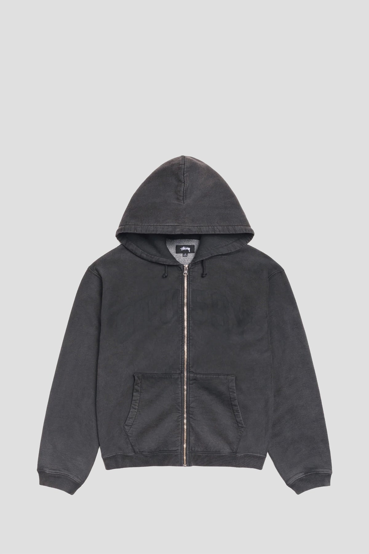 STUSSY FADED GRAPHIC ZIP HOOD WASHED BLACK