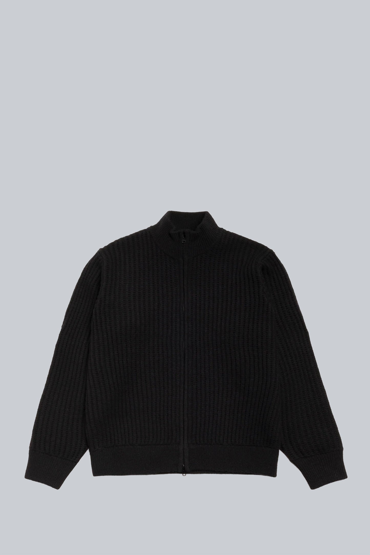 STUSSY LAMBSWOOL MILITARY PATCH ZIP SWEATER BLACK