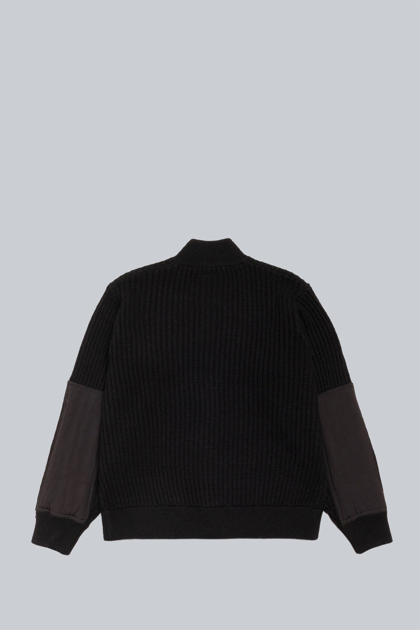 STUSSY LAMBSWOOL MILITARY PATCH ZIP SWEATER BLACK