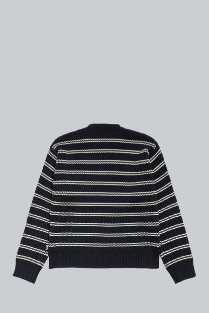 STUSSY STRIPE CHUNKY KNIT CREW SWEATER OCEAN