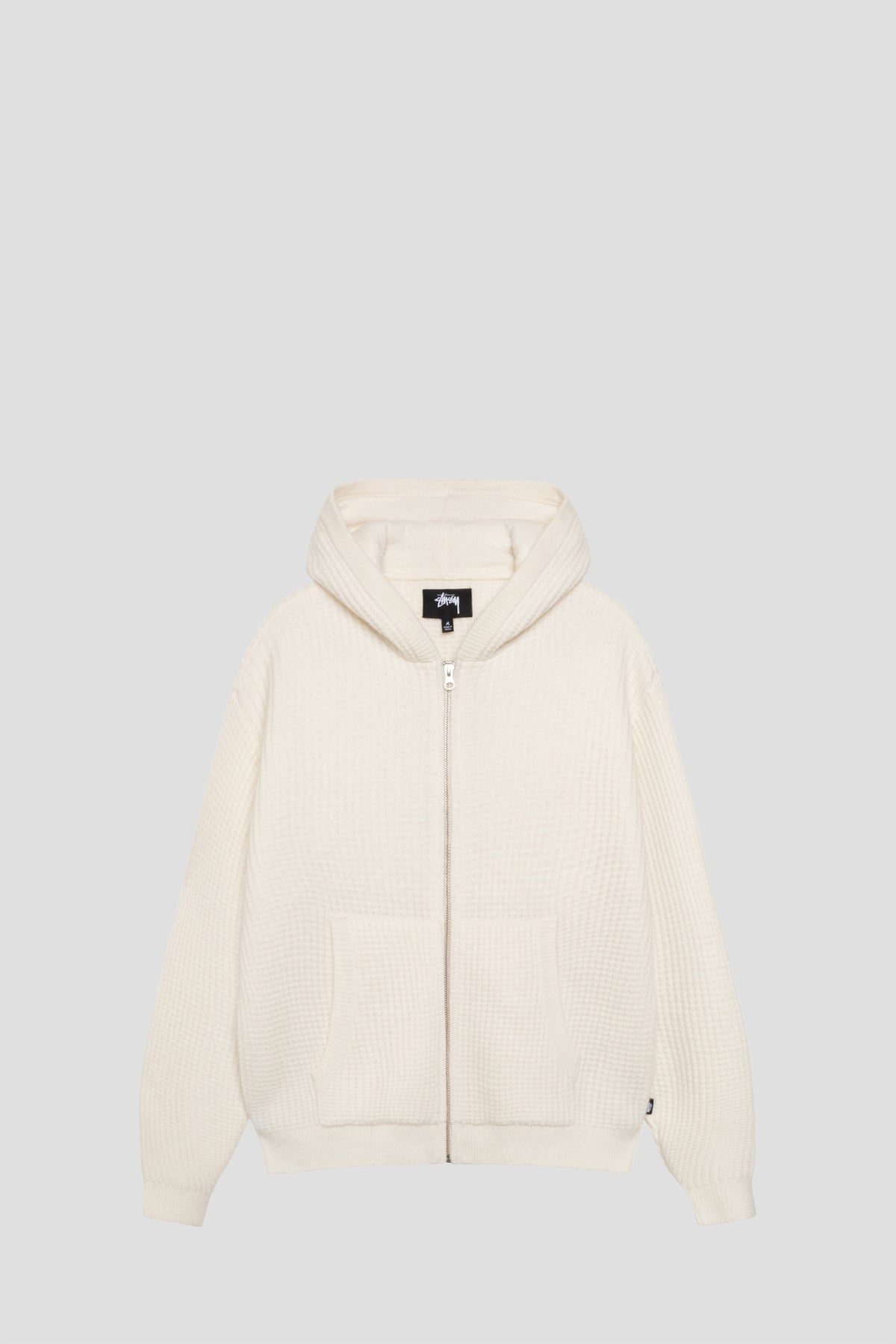 STUSSY WAFFLE CASHMERE ZIP HOOD IVORY