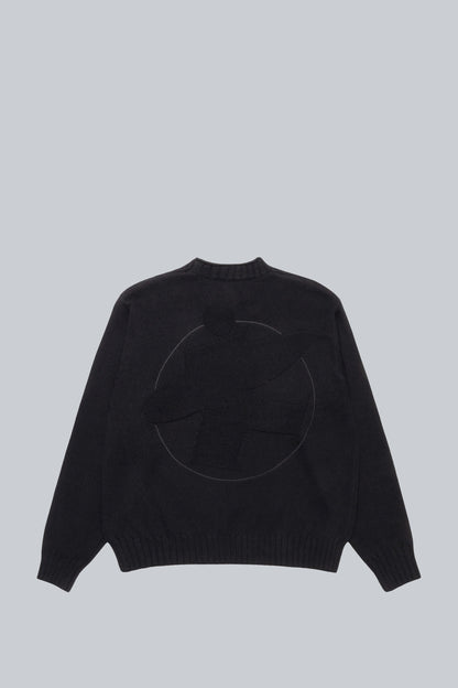 STUSSY TONAL SURFMAN MOCK NECK SWEATER BLACK