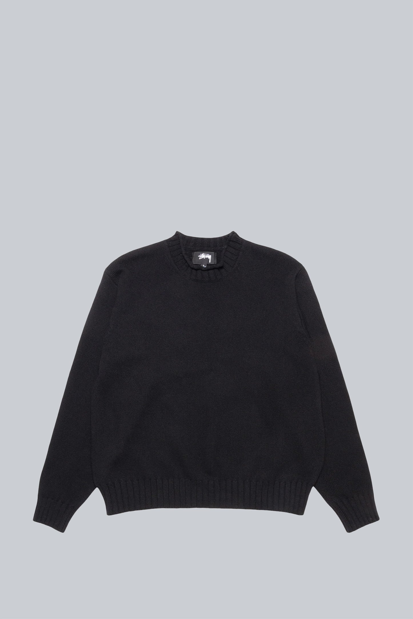 STUSSY TONAL SURFMAN MOCK NECK SWEATER BLACK