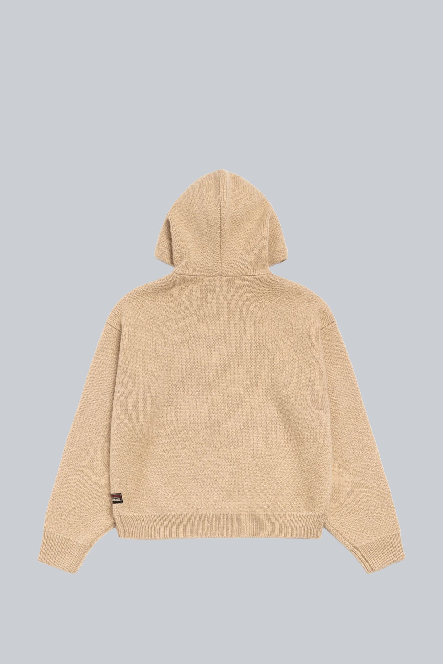STUSSY QUARTER ZIP HOODED SWEATER TAN