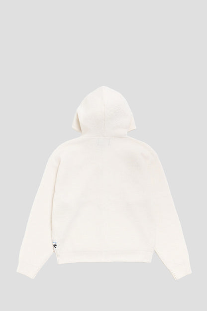 STUSSY TEXTURED ZIP HOOD SWEATER BONE