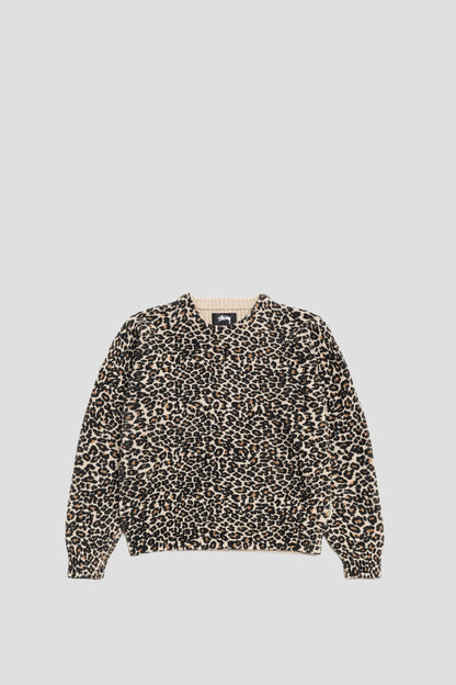 STUSSY LEOPARD COTTON LINEN SWEATER