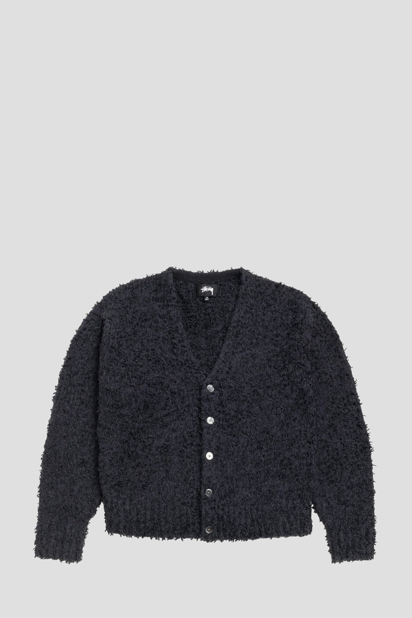 STUSSY TEXTURED CARDIGAN BLACK