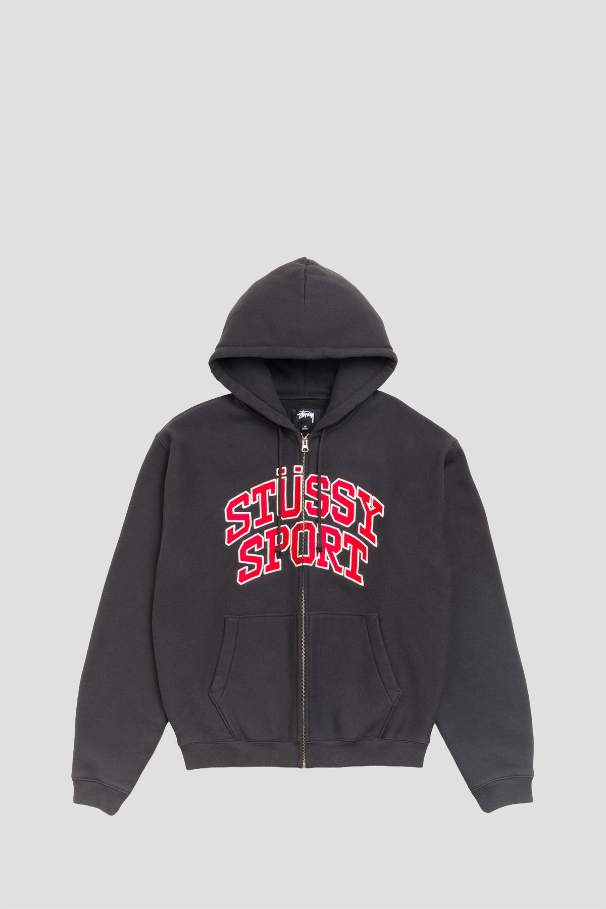 STUSSY SPORTS ZIP HOOD WASHED BLACK RED