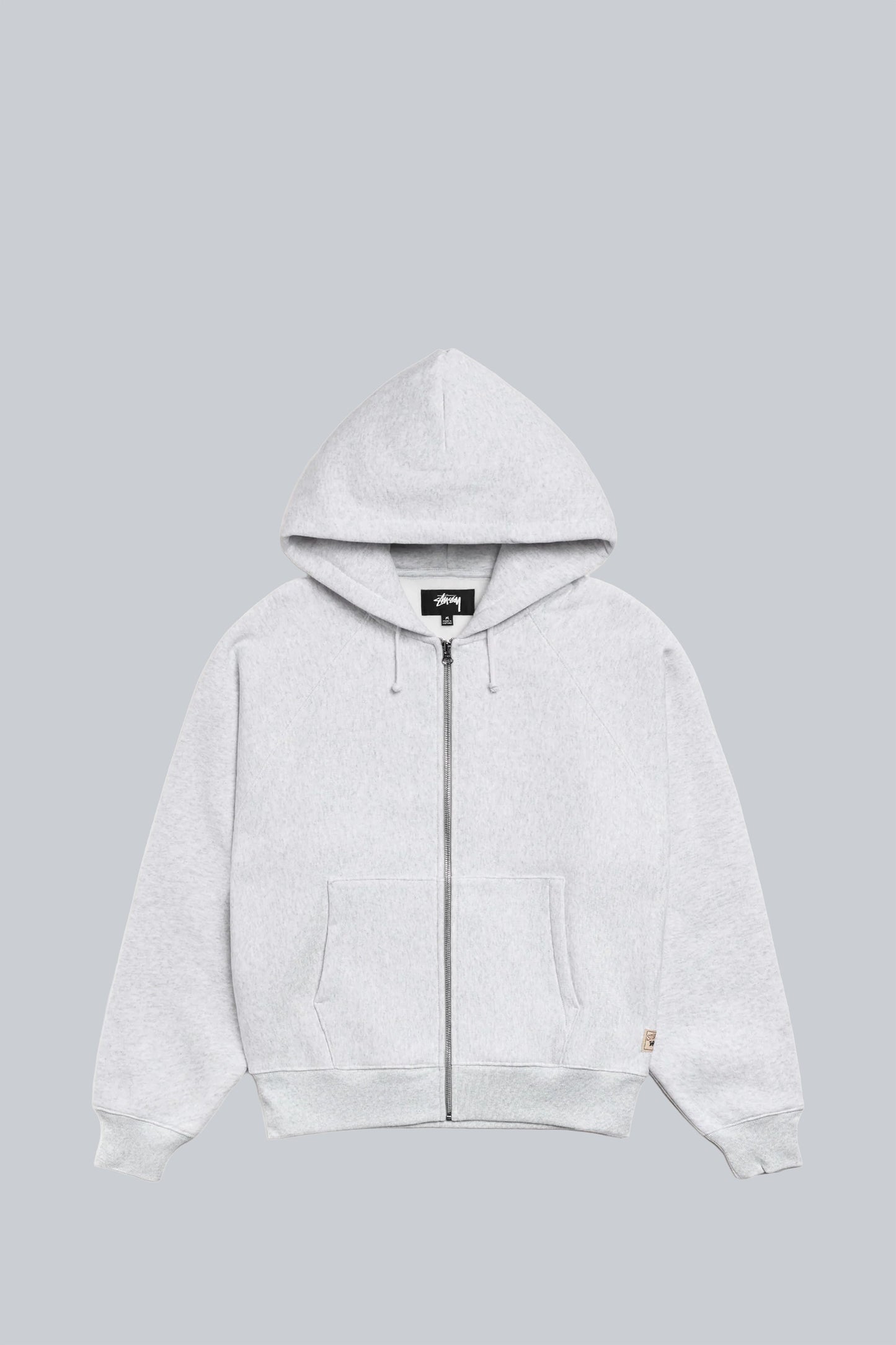 STUSSY RAGLAN RELAXED ZIP UP HOOD ASH HEATHER