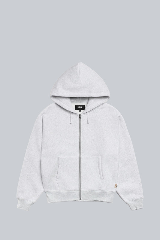 STUSSY RAGLAN RELAXED ZIP UP HOOD ASH HEATHER