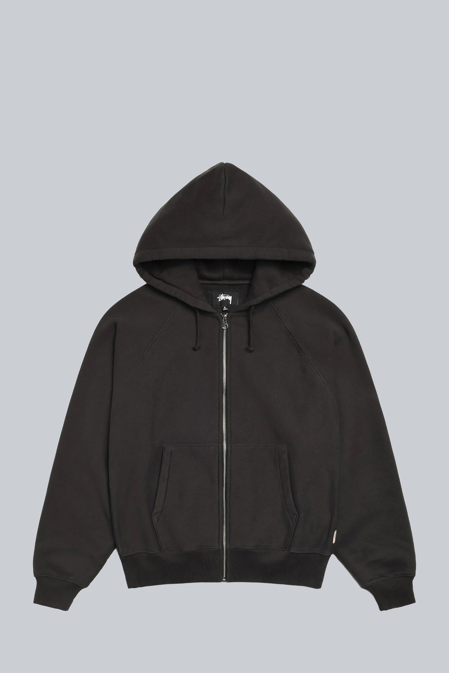 STUSSY RAGLAN RELAXED ZIP UP HOOD BLACK